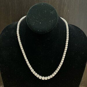 10 carats Natural Diamond Tennis Necklace in 18k White Gold, 16.5 inches long